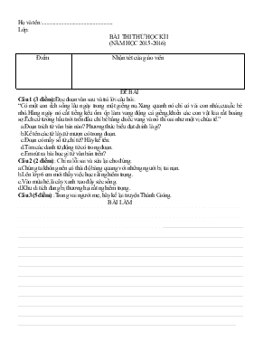 Bài thi thử học kì I (năm học 2015 - 2016)